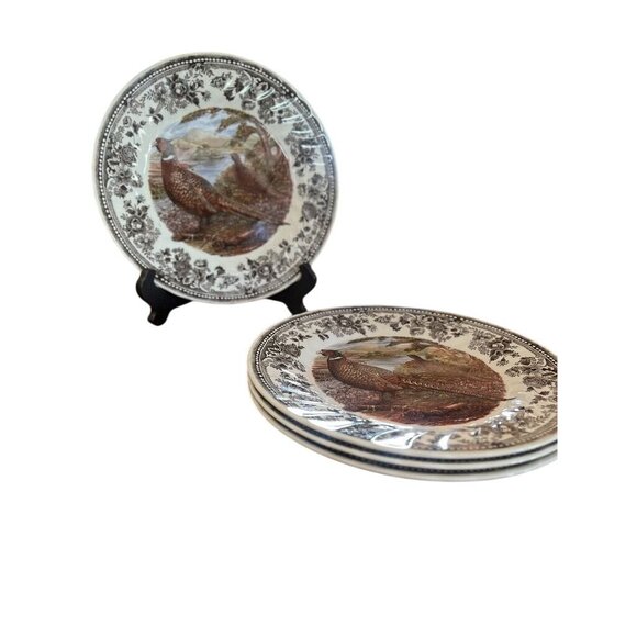 Set of Churchill Queens English Ironstone Pheasant Woodland Plates Thanksgiving - Picture 3 of 4